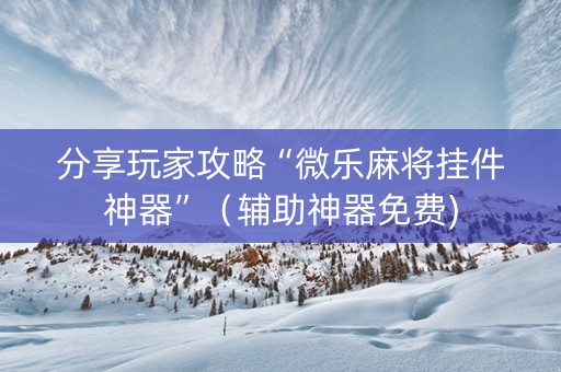 分享玩家攻略“微乐麻将挂件神器”（辅助神器免费)