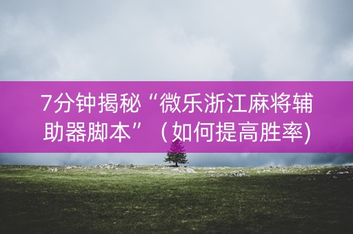 7分钟揭秘“微乐浙江麻将辅助器脚本”（如何提高胜率)