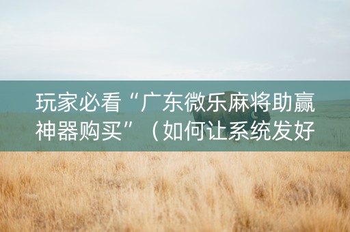 玩家必看“广东微乐麻将助赢神器购买”（如何让系统发好牌)
