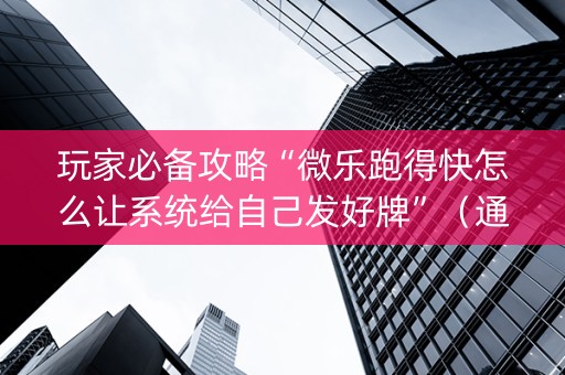 玩家必备攻略“微乐跑得快怎么让系统给自己发好牌”（通用挂软件多少钱)