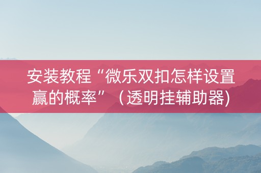 安装教程“微乐双扣怎样设置赢的概率”（透明挂辅助器)