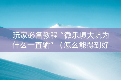 玩家必备教程“微乐填大坑为什么一直输”（怎么能得到好牌)