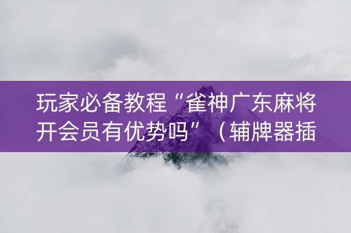 玩家必备教程“雀神广东麻将开会员有优势吗”（辅牌器插件购买)