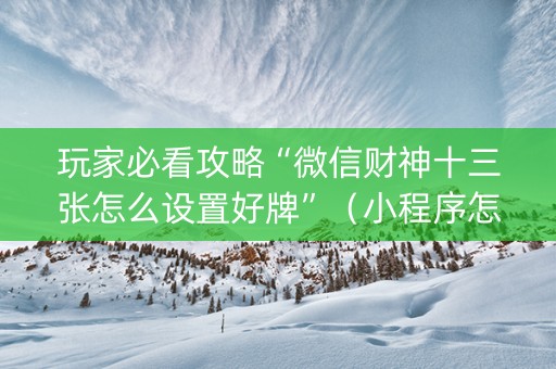 玩家必看攻略“微信财神十三张怎么设置好牌”（小程序怎么才会赢)
