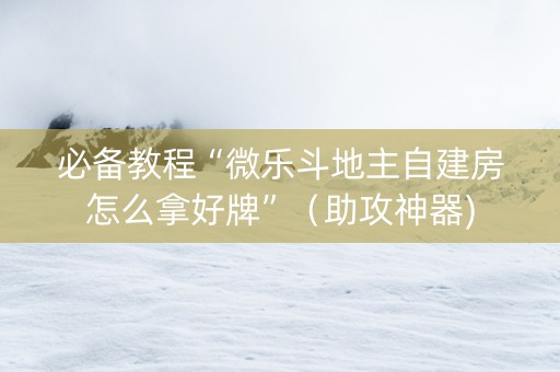 必备教程“微乐斗地主自建房怎么拿好牌”（助攻神器)