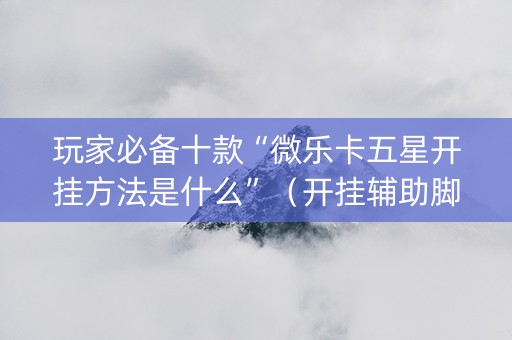 玩家必备十款“微乐卡五星开挂方法是什么”（开挂辅助脚本)