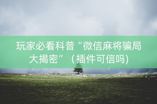 玩家必看科普“微信麻将骗局大揭密”（插件可信吗)
