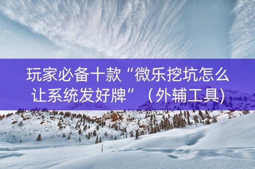 玩家必备十款“微乐挖坑怎么让系统发好牌”（外辅工具)
