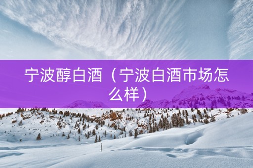 宁波醇白酒（宁波白酒市场怎么样）