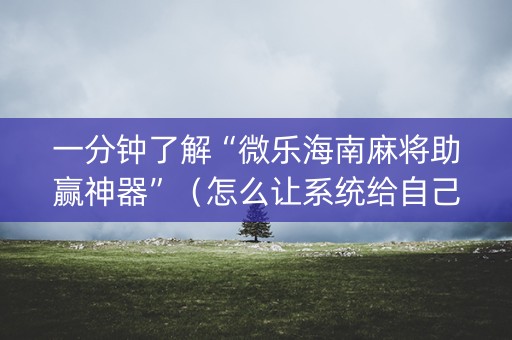 一分钟了解“微乐海南麻将助赢神器”（怎么让系统给自己好牌)