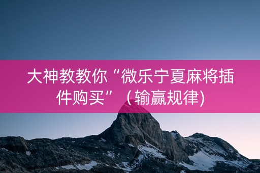 大神教教你“微乐宁夏麻将插件购买”（输赢规律)
