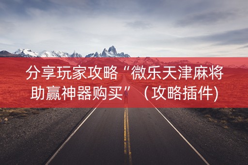 分享玩家攻略“微乐天津麻将助赢神器购买”（攻略插件)