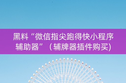 黑料“微信指尖跑得快小程序辅助器”（辅牌器插件购买)