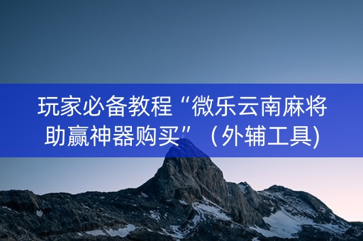 玩家必备教程“微乐云南麻将助赢神器购买”（外辅工具)