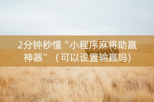 2分钟秒懂“小程序麻将助赢神器”（可以设置输赢吗)