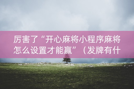 厉害了“开心麻将小程序麻将怎么设置才能赢”（发牌有什么规律吗)