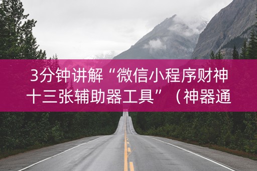 3分钟讲解“微信小程序财神十三张辅助器工具”（神器通用版)