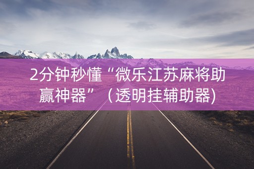 2分钟秒懂“微乐江苏麻将助赢神器”（透明挂辅助器)