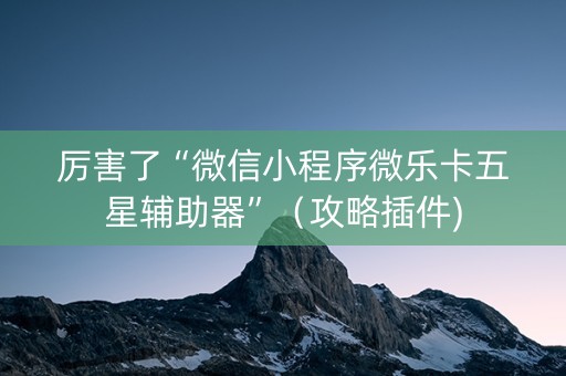 厉害了“微信小程序微乐卡五星辅助器”（攻略插件)