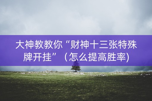大神教教你“财神十三张特殊牌开挂”（怎么提高胜率)
