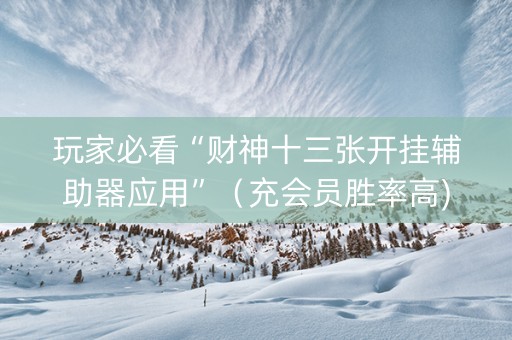 玩家必看“财神十三张开挂辅助器应用”（充会员胜率高)