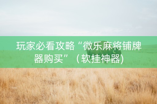 玩家必看攻略“微乐麻将铺牌器购买”（软挂神器)