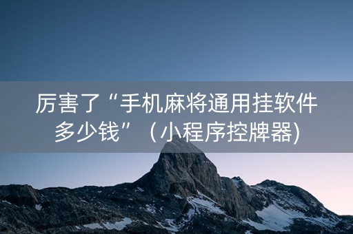 厉害了“手机麻将通用挂软件多少钱”（小程序控牌器)