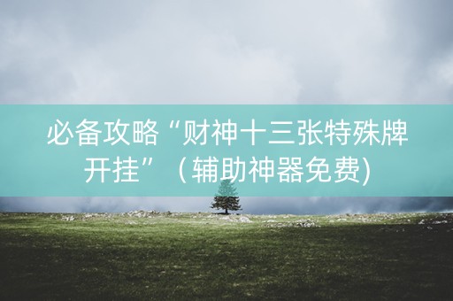 必备攻略“财神十三张特殊牌开挂”（辅助神器免费)