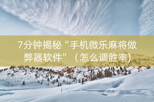 7分钟揭秘“手机微乐麻将做弊器软件”（怎么调胜率)