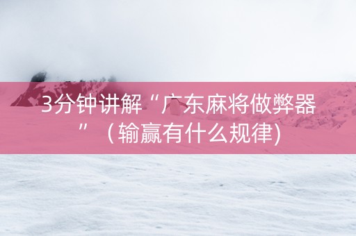 3分钟讲解“广东麻将做弊器”（输赢有什么规律)