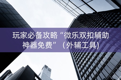 玩家必备攻略“微乐双扣辅助神器免费”（外辅工具)