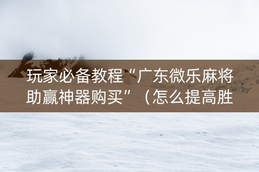 玩家必备教程“广东微乐麻将助赢神器购买”（怎么提高胜率)