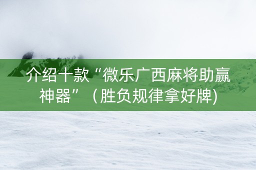 介绍十款“微乐广西麻将助赢神器”（胜负规律拿好牌)
