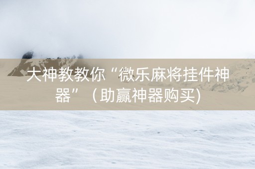 大神教教你“微乐麻将挂件神器”（助赢神器购买)