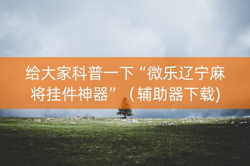 给大家科普一下“微乐辽宁麻将挂件神器”（辅助器下载)