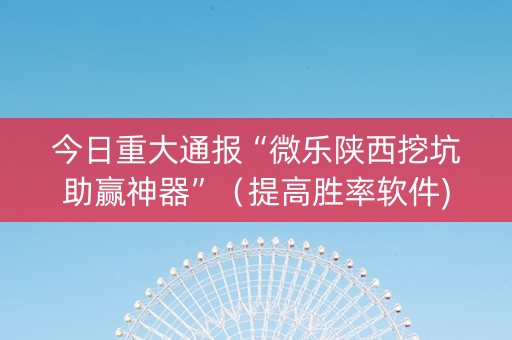 今日重大通报“微乐陕西挖坑助赢神器”（提高胜率软件)