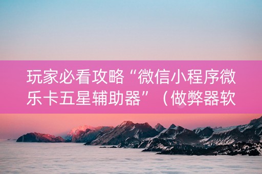 玩家必看攻略“微信小程序微乐卡五星辅助器”（做弊器软件下载)