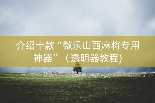 介绍十款“微乐山西麻将专用神器”（透明器教程)