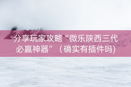 分享玩家攻略“微乐陕西三代必赢神器”（确实有插件吗)