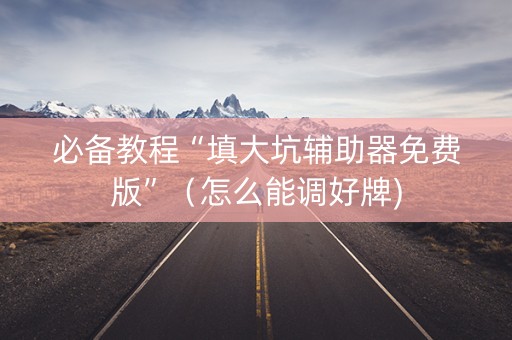 必备教程“填大坑辅助器免费版”（怎么能调好牌)