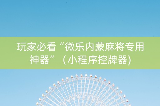 玩家必看“微乐内蒙麻将专用神器”（小程序控牌器)