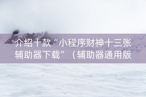 介绍十款“小程序财神十三张辅助器下载”（辅助器通用版)