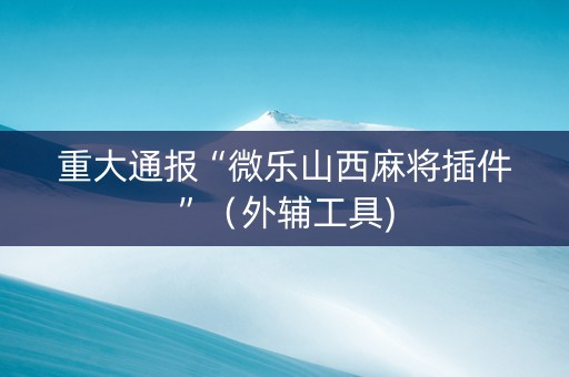 重大通报“微乐山西麻将插件”（外辅工具)