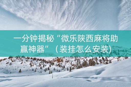 一分钟揭秘“微乐陕西麻将助赢神器”（装挂怎么安装)