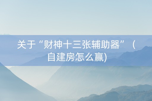 关于“财神十三张辅助器”（自建房怎么赢)