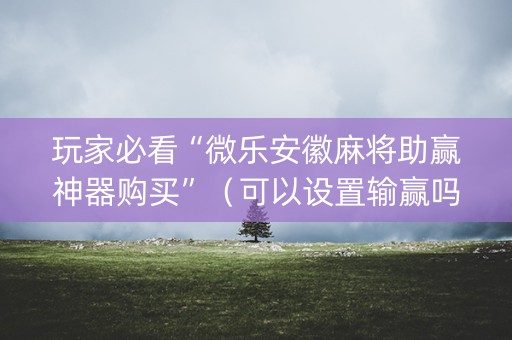 玩家必看“微乐安徽麻将助赢神器购买”（可以设置输赢吗)