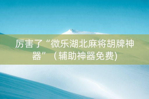 厉害了“微乐湖北麻将胡牌神器”（辅助神器免费)