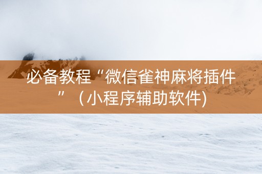 必备教程“微信雀神麻将插件”（小程序辅助软件)