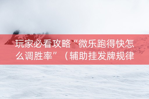 玩家必看攻略“微乐跑得快怎么调胜率”（辅助挂发牌规律)
