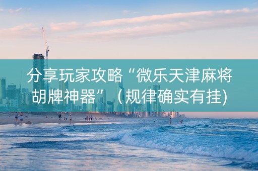 分享玩家攻略“微乐天津麻将胡牌神器”（规律确实有挂)